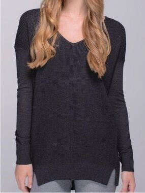 Lululemon Charcoal Gray V-Neck Sweater